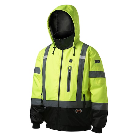 Hi-Vis, Waterproof, Nano Tech Heated Safety Bomber Jacket, Yellow, L